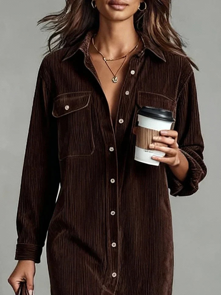 Jasmine | Corduroy Midi Shirt Dress