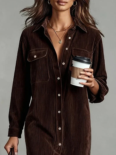 Jasmine | Corduroy Midi Shirt Dress