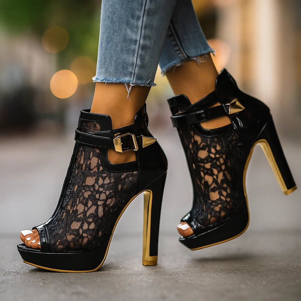 Veronica | Luxe Lace-Panel Heels