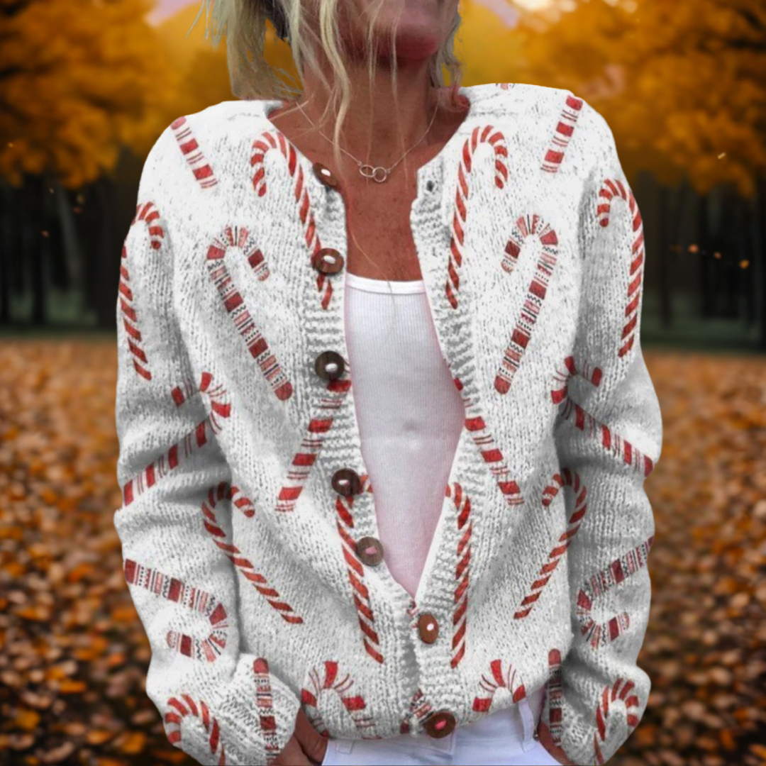 Holly | Candy Cane Knit Cardigan
