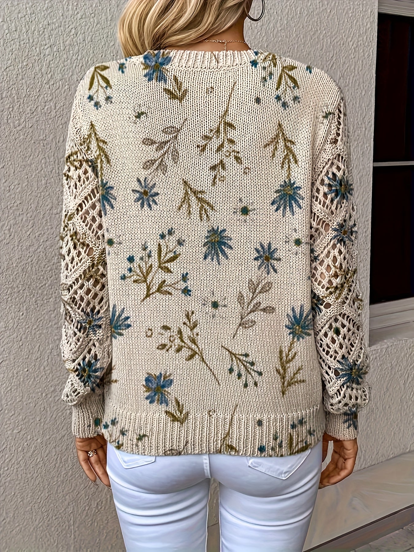 Janet | Gentle Crochet-Sleeve Sweater