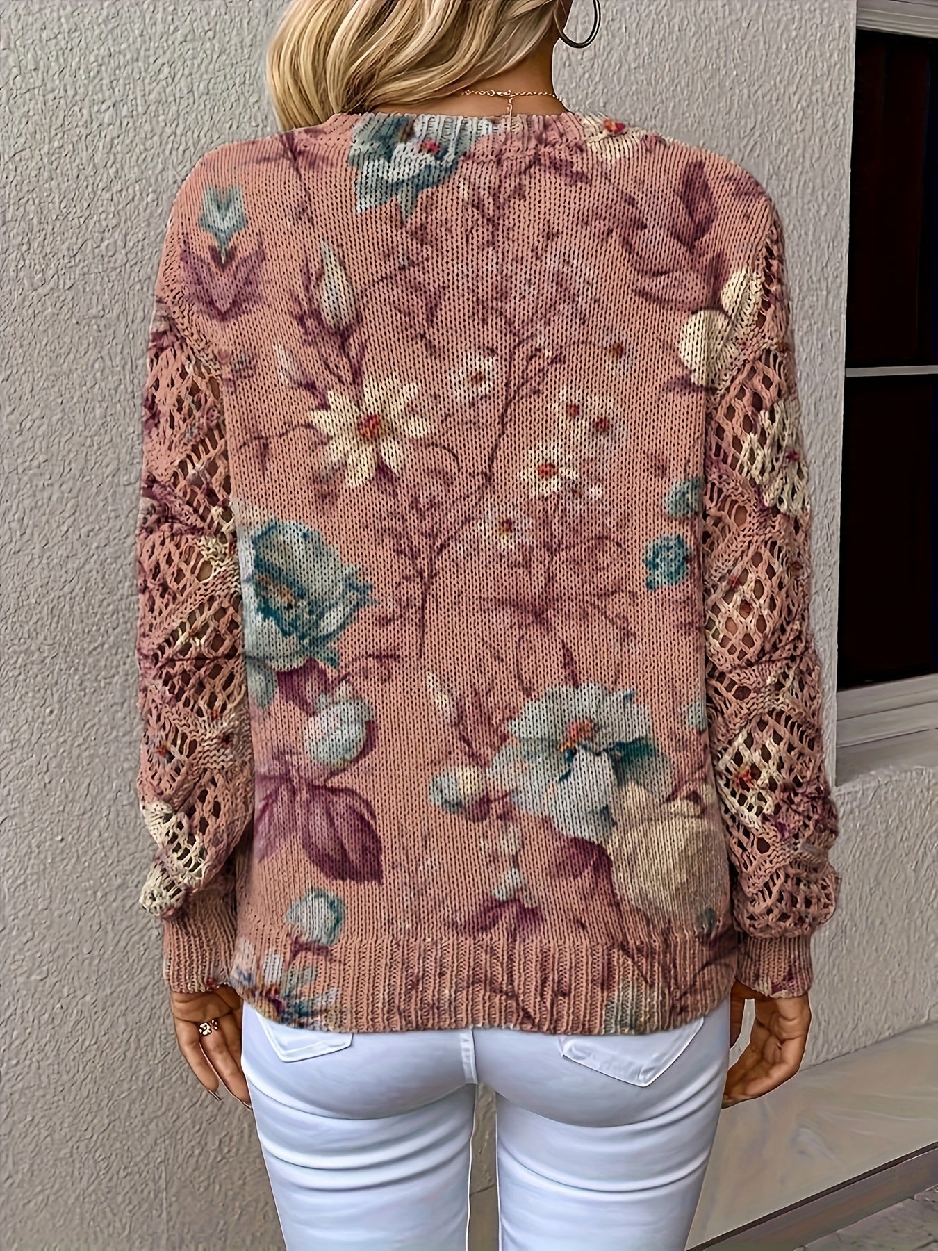 Clara | Soft Woodland Bloom V-Neck Sweater