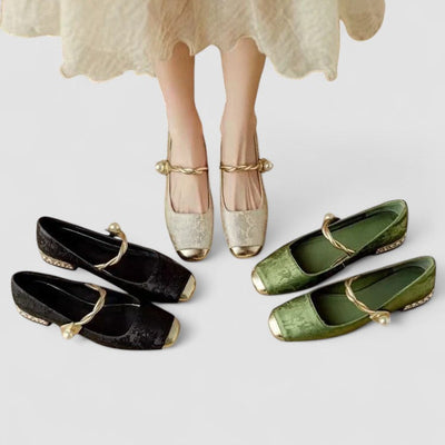 Celeste | Orthopedic Mary Jane Elegant Pearl Flats