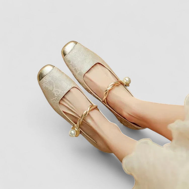 Celeste | Orthopedic Mary Jane Elegant Pearl Flats