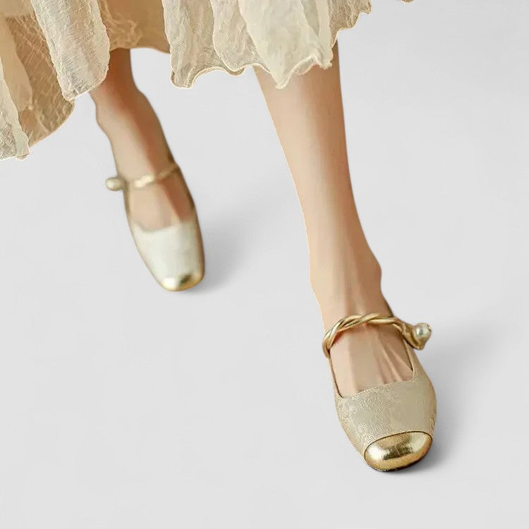 Celeste | Orthopedic Mary Jane Elegant Pearl Flats